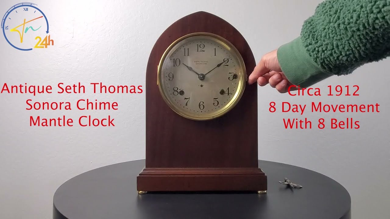 Antique Seth Thomas Sonora Chime 8 Bells Mantle Clock with Nice Sounds