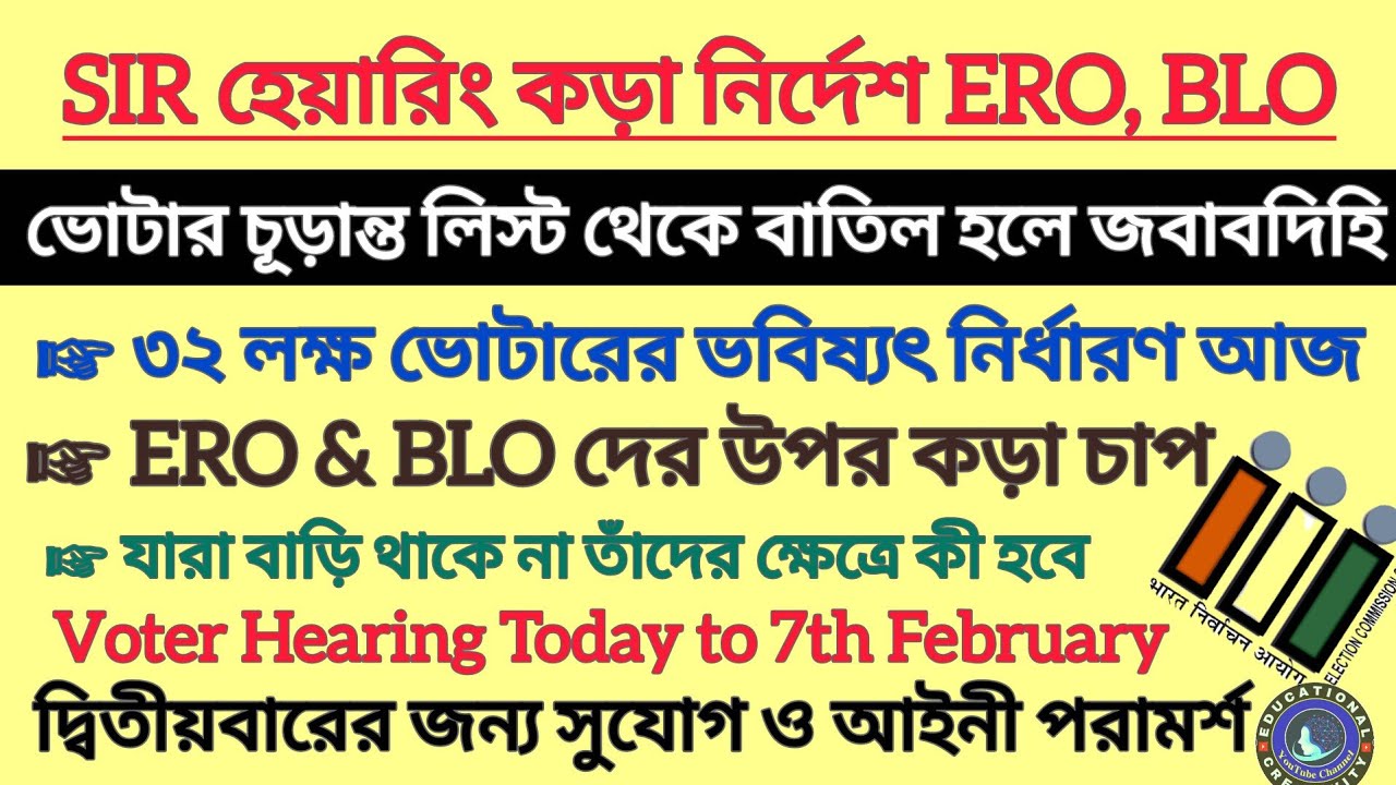SIR হেয়ারিং ERO BLO দের চাপ বাদ গেলে জবাবদিহি || SIR Voter Hearing Notice 2025 || SIR Hearing Notice