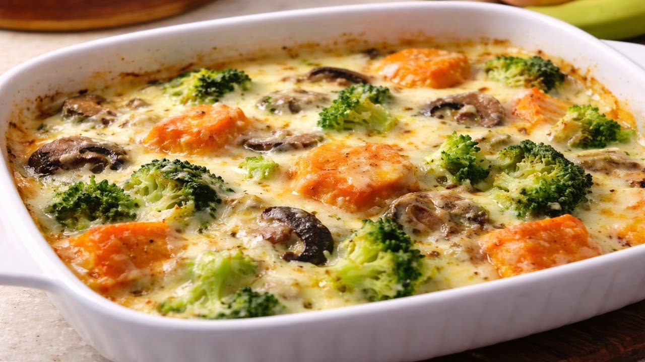 Creamy Pumpkin, Broccoli & Mushroom Bake | Easy Vegetarian Comfort Food