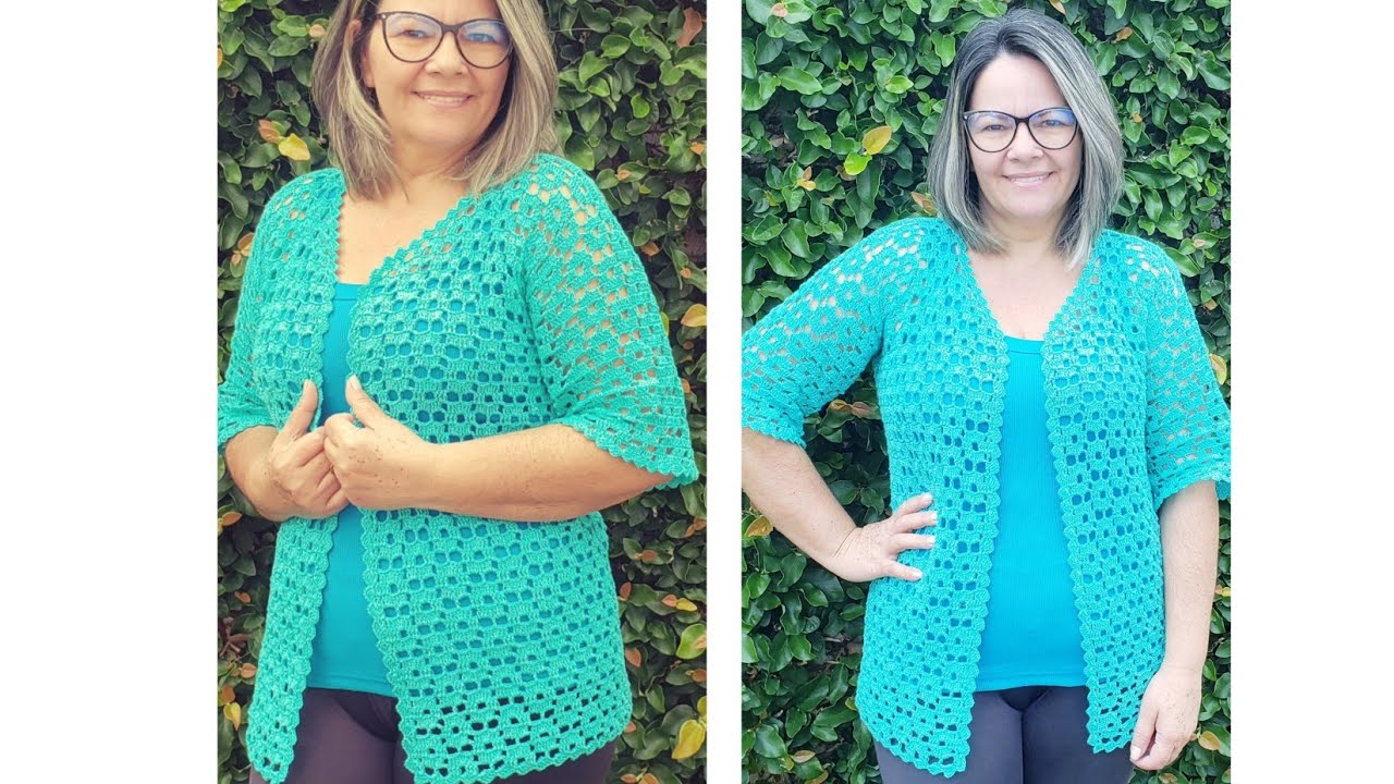 CARDIGAN MARGARETE TAMANHO G COM EXPLICAÇÕES PARA TODOS OS TAMANHOS