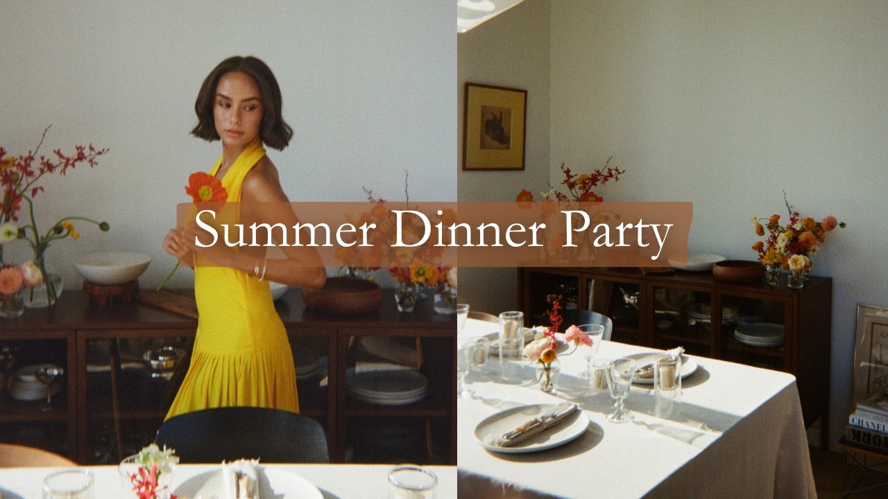 HOSTING VLOG | Hosting a Summer Dinner Party, Cooking, Baking, flower arranging