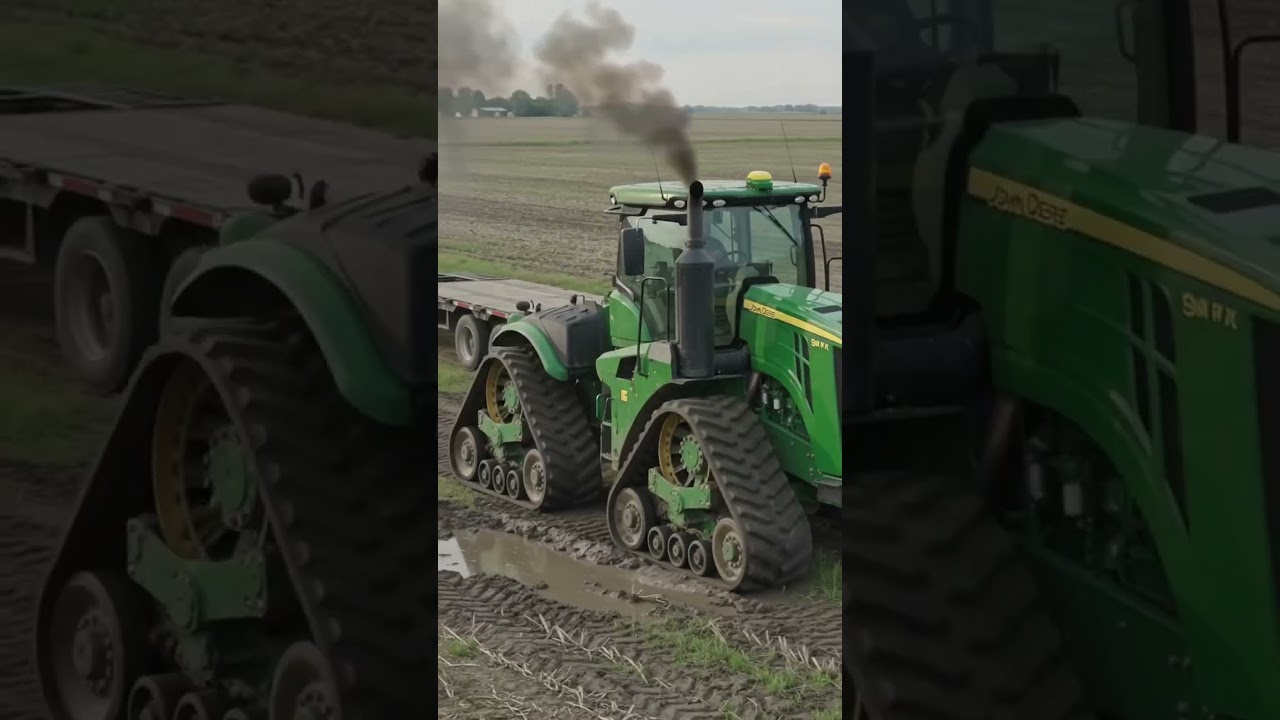 John Deere 9RX Tractor Coming Down From Trailer 🚜 | Deep Mud Challenge in Field | USA Farming