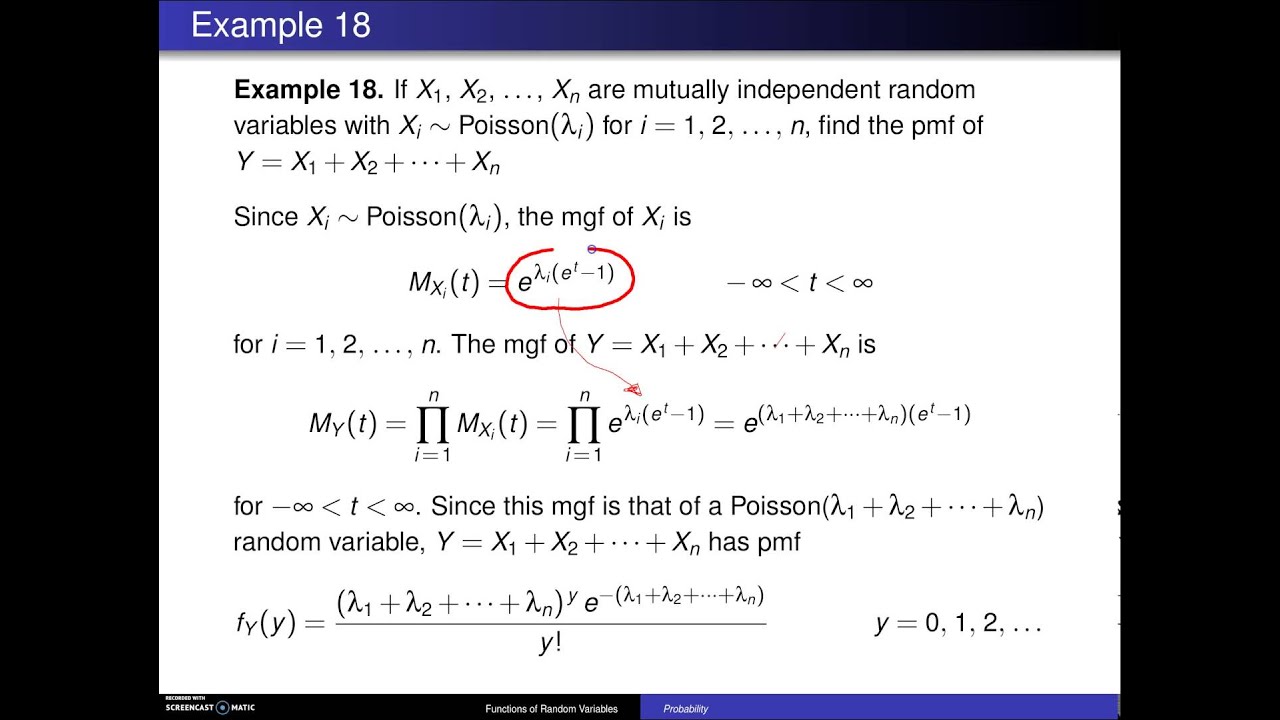 Moment generating function technique -- Example 1