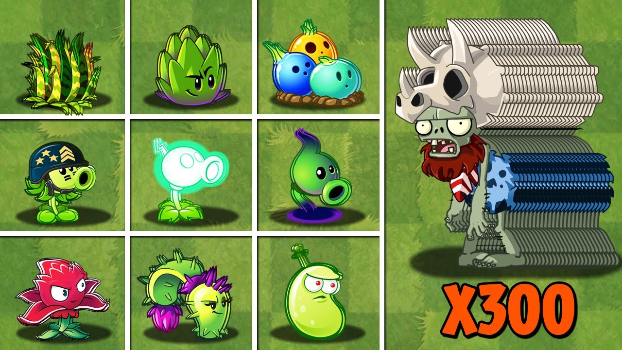 PVZ 2 Challenge - 100 Plants Level Max Vs 300 Jurassic Fossilhead Level 5
