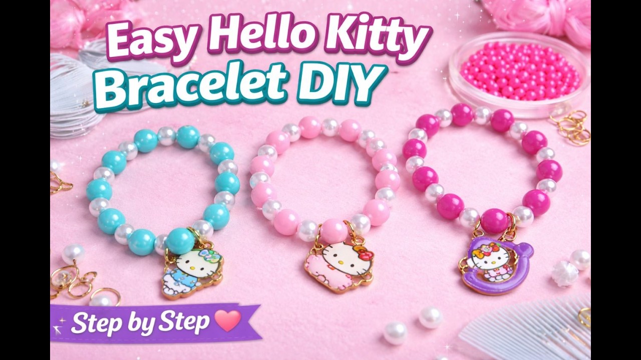 Easy Hello Kitty Bracelet DIY | Cute Beaded Bracelet Step by Step Tutorial #diy #jewelry #handmade