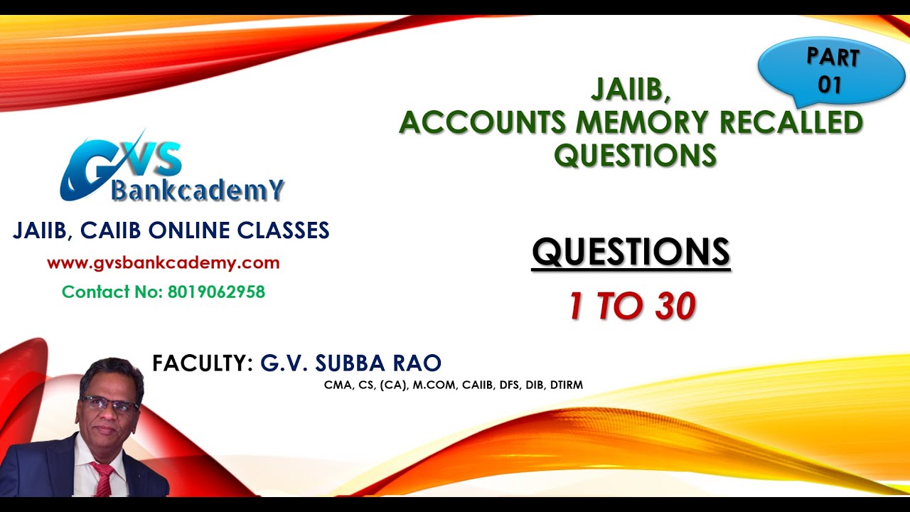 JAIIB: ACCOUNTS RECALLED QUESTIONS - Part 01