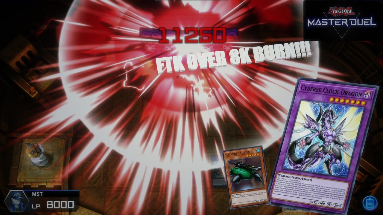 [Yu-Gi-Oh! Master Duel] Cyberse Clock Dragon FTK Over 8k BURN