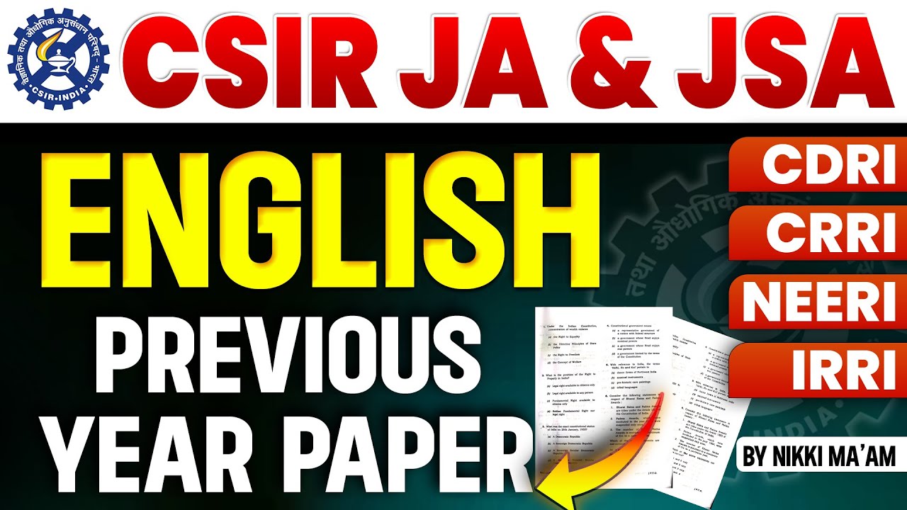 CSIR Recruitment 2025 | CSIR JA & JSA ENGLISH Previous Year Paper | By Nikki Ma'am