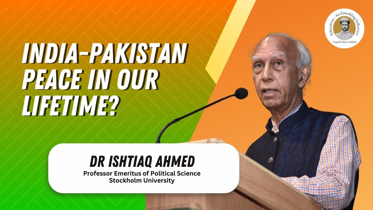 Dr Ishtiaq Ahmed speaking about 'India-Pakistan Peace in Our Lifetime?' at Gokhale Institute