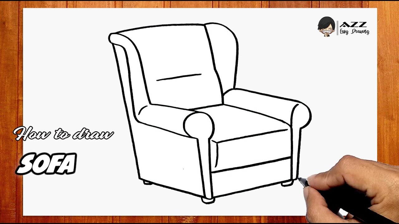 How to draw a Sofa step by step
