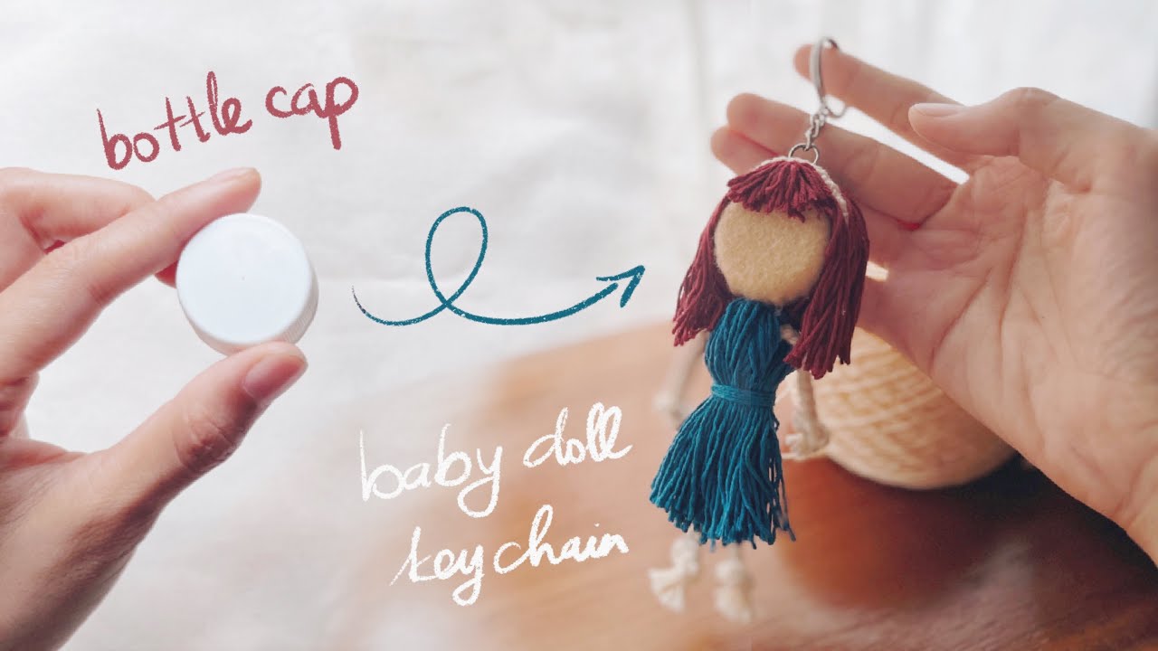✨ I use bottle cap to make a baby doll keychain ✨