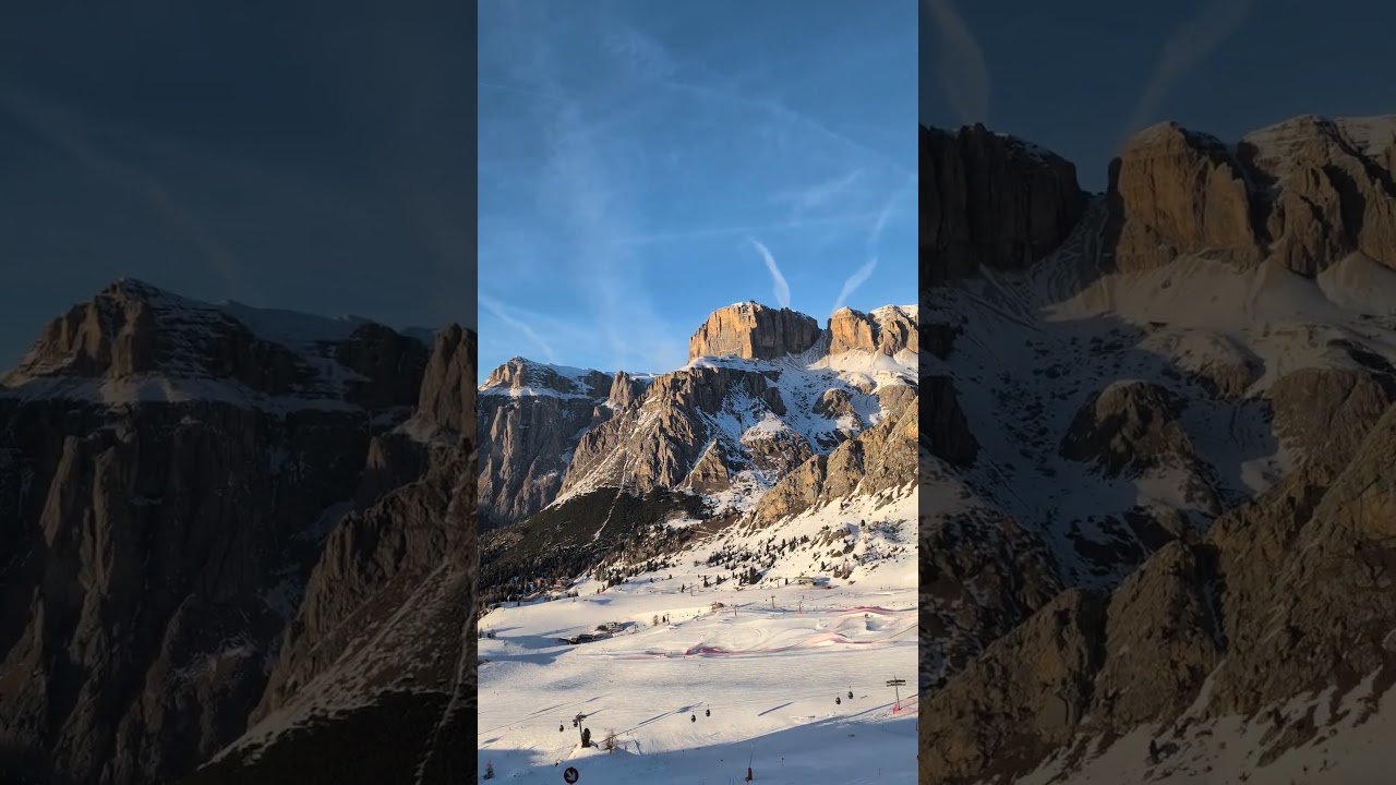 Canazei in Val di Fassa con la neve, uno spettacolo la vista sul Pordoi dalla Ski Area Belvedere 😍❄️