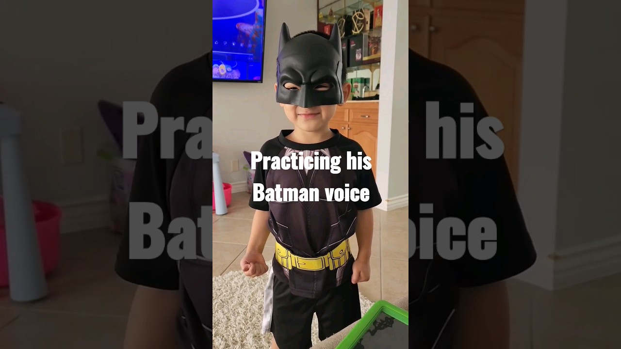 Practicing his Batman voice. 