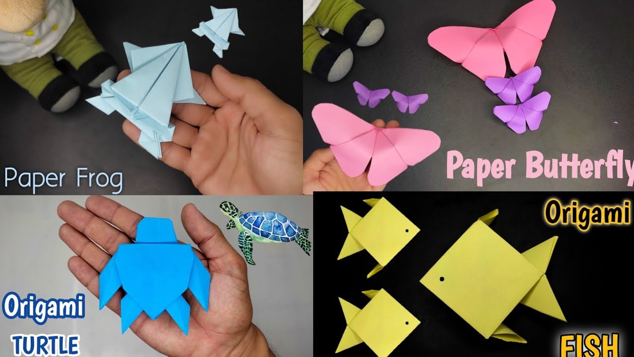 How to Make Origami Animals | Paper Frog, Butterfly , Turtle & Fish