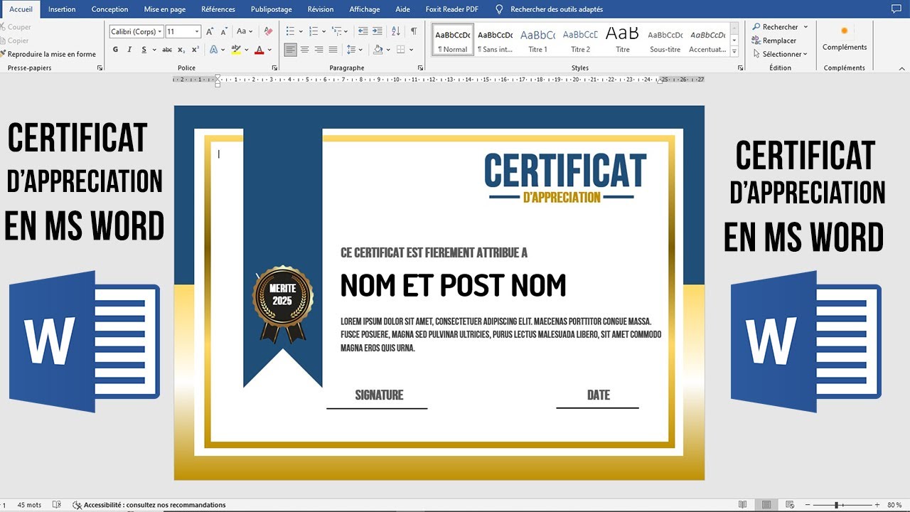 Comment créer un certificat d’appréciation en ms word 2023