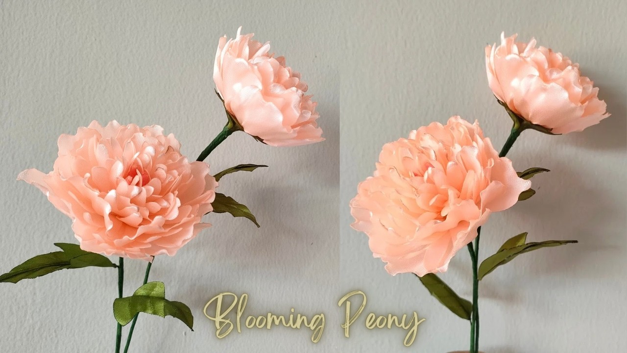 DIY |  Как легко сделать красивый цветок пион из атласной ленты | Peony de la cinta