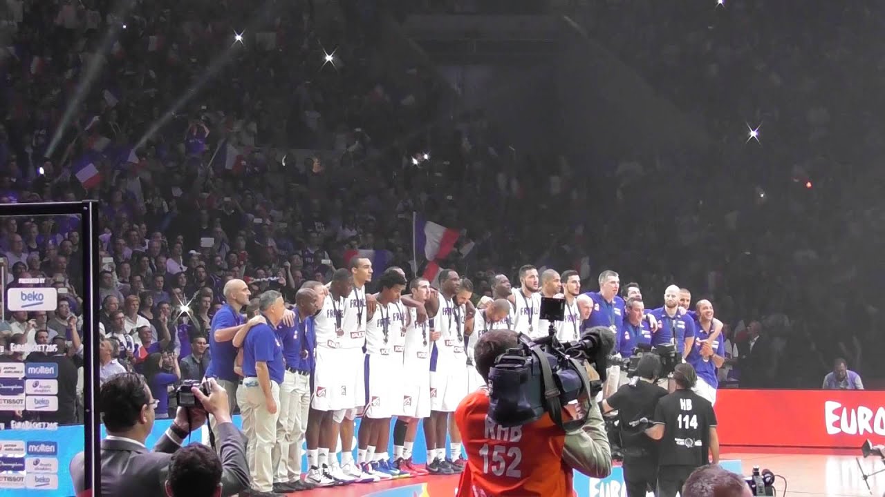 French fans sing the Marseillaise after winning bronze at EuroBasket