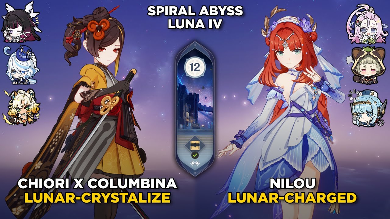 C0 Chiori Lunar-Crystalize & C0 Nilou Lunar-Charged | Spiral Abyss 6.3 | Genshin Impact Luna IV