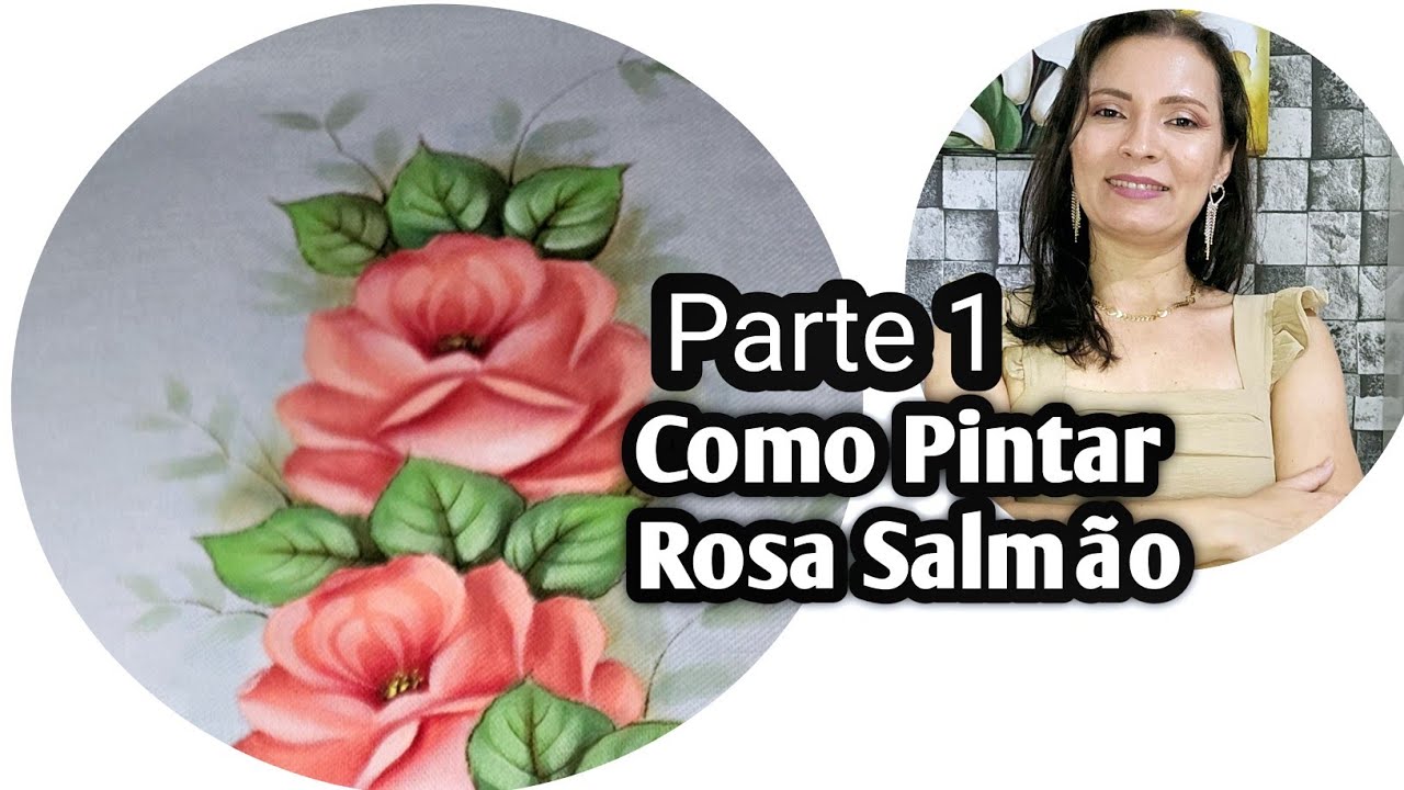 Como pintar Rosa Salmão , parte 1 caminho de mesa (Daiane Alves)