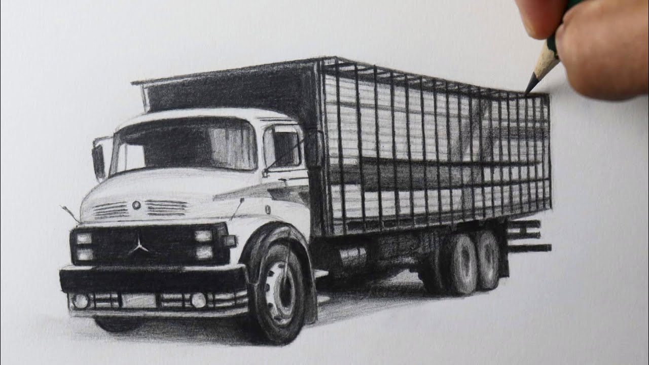 Como desenhar um Caminhão boiadeiro MB - 1318 - PASSO A PASSO - narrado