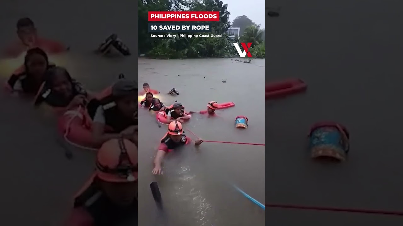 Philippines Flood Rescue | Coast Guard Saves 10 Trapped By Raging Floodwaters | VERTEX