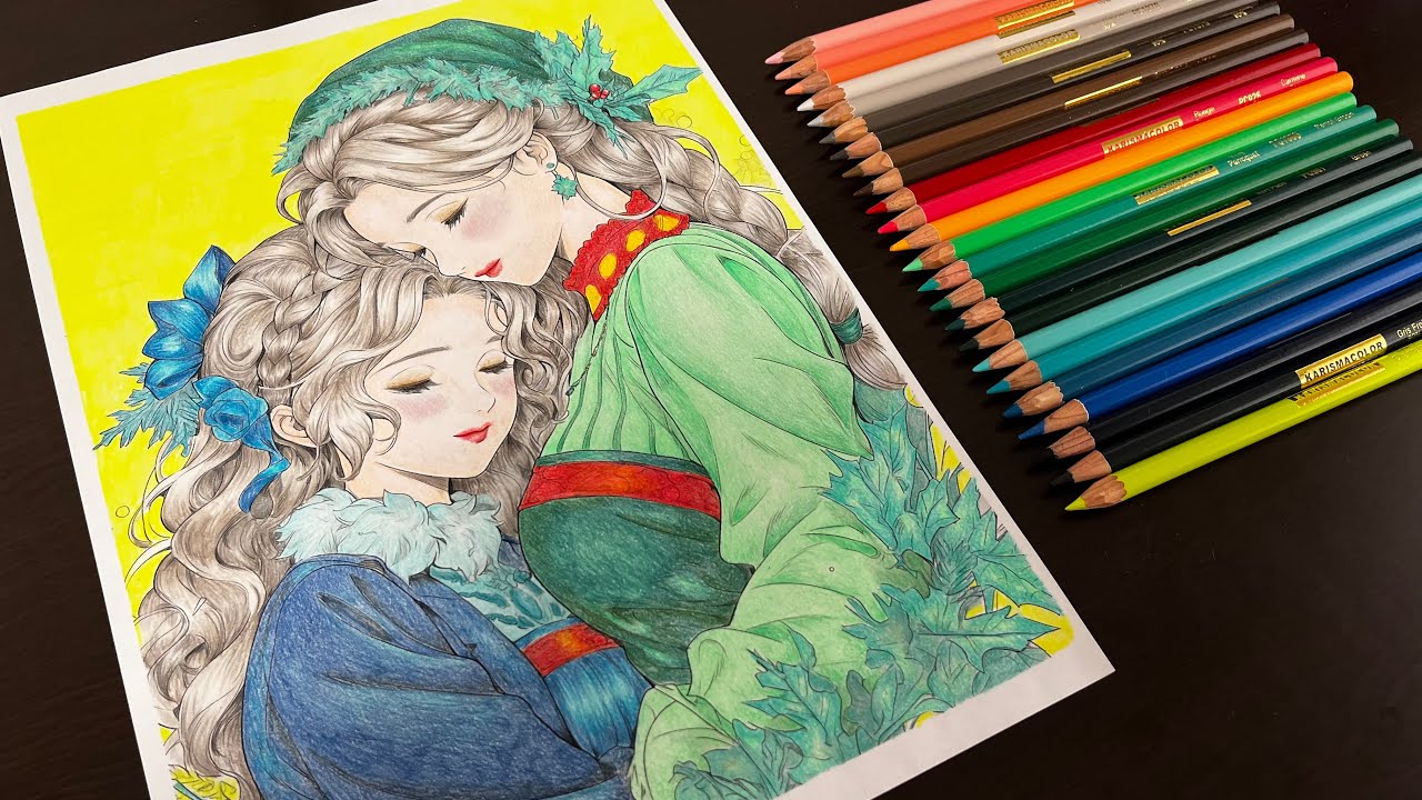 【塗り絵】カリスマカラーを使って美しすぎる姉妹を塗ってみた
