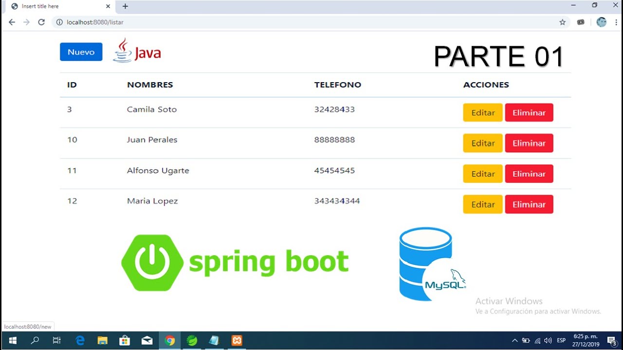 Como hacer un CRUD en Java Spring Boot con Mysql - Listar