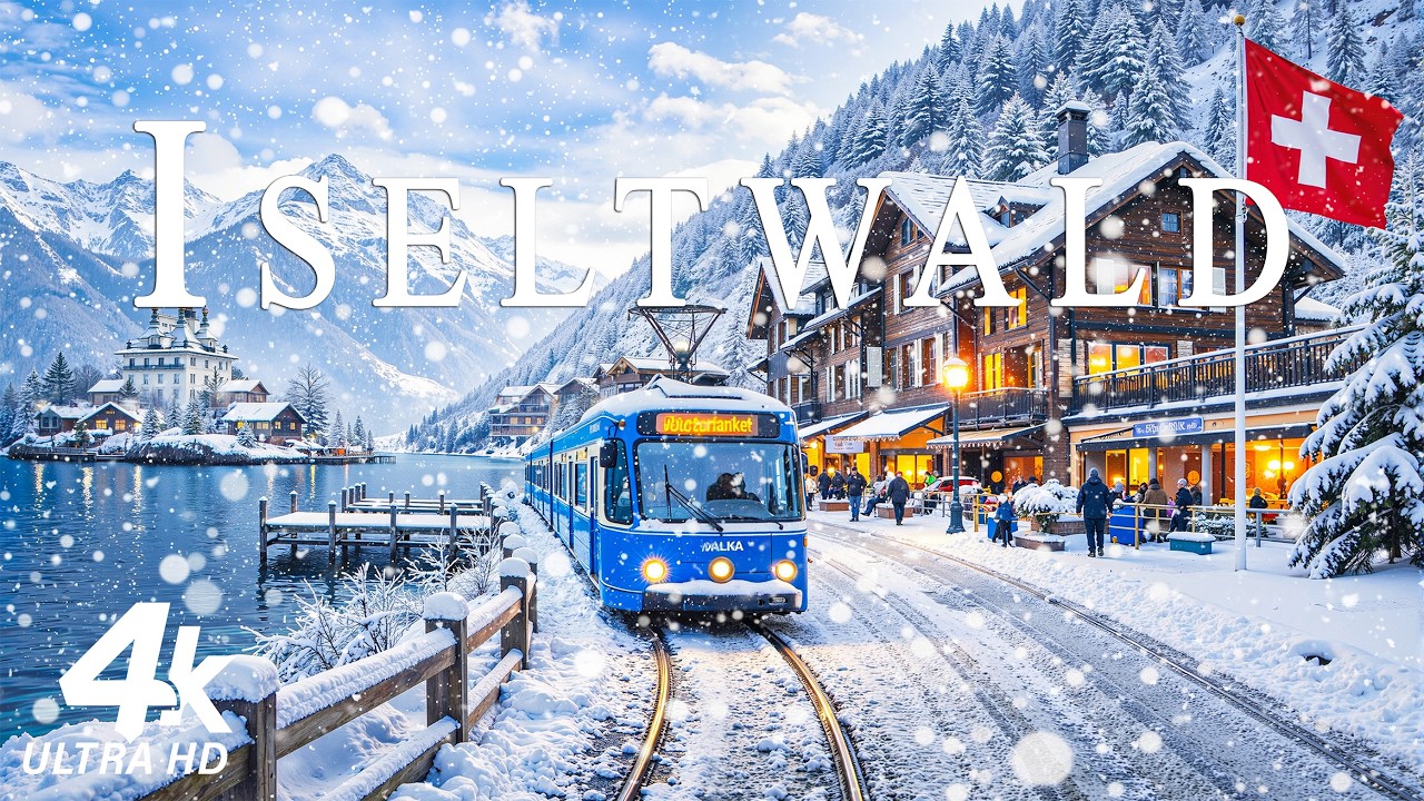Зимняя сказка в Изельтвальде 4K ❄️ Заснеженная деревня на берегу озера