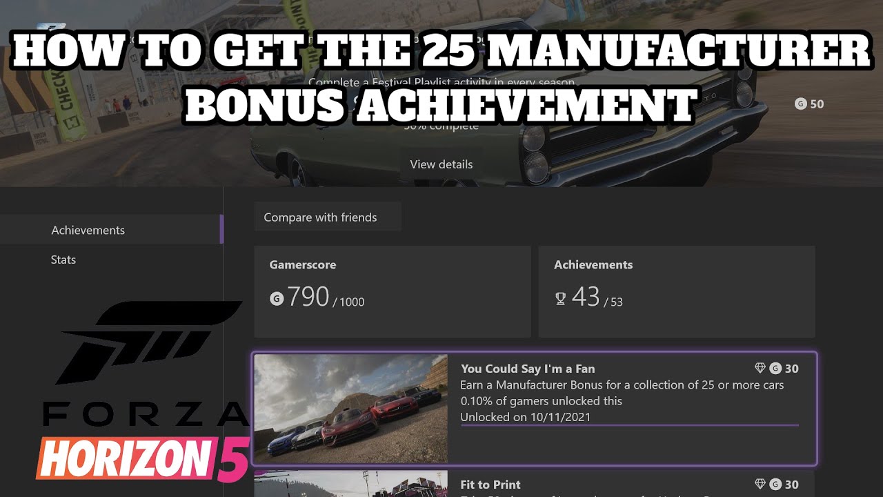 FORZA HORIZON 5 25 MANUFACTURER BONUS ACHIEVEMENT FOUND OUT HOW TO GET IT!!!