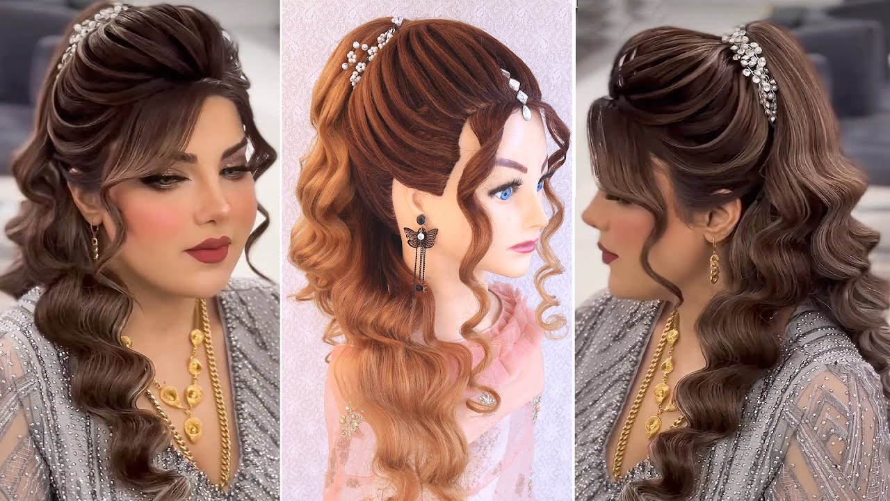 Bridal hairstyles kashees l curly ponytail hairstyles l Front variation l wedding hairstyles kashees