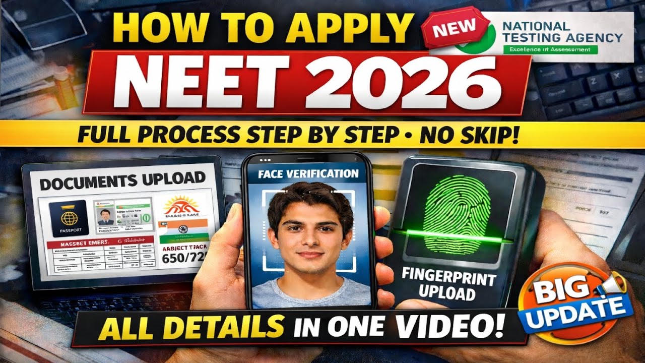 NEET 2026 Form Fill Up Tutorial | Documents, Photo KB, Face Verification