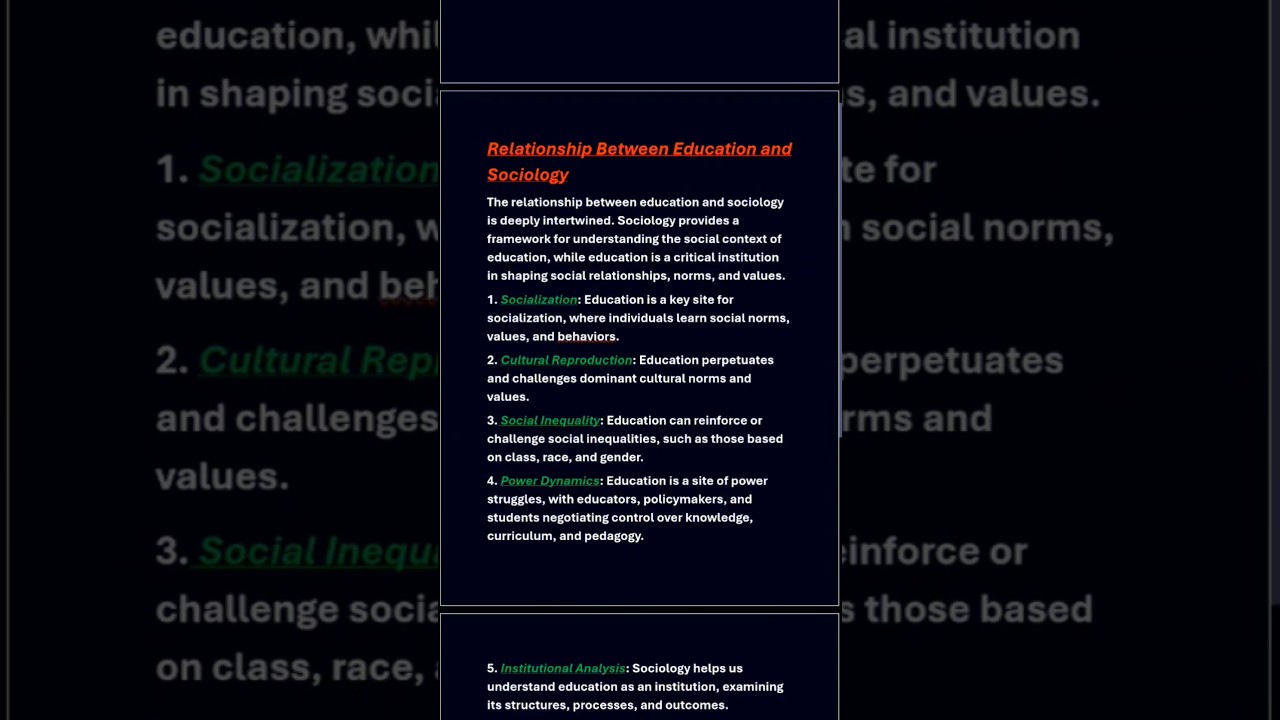 Relationship between Education and Sociology notes for b.ed, m.ed, education honours students.|