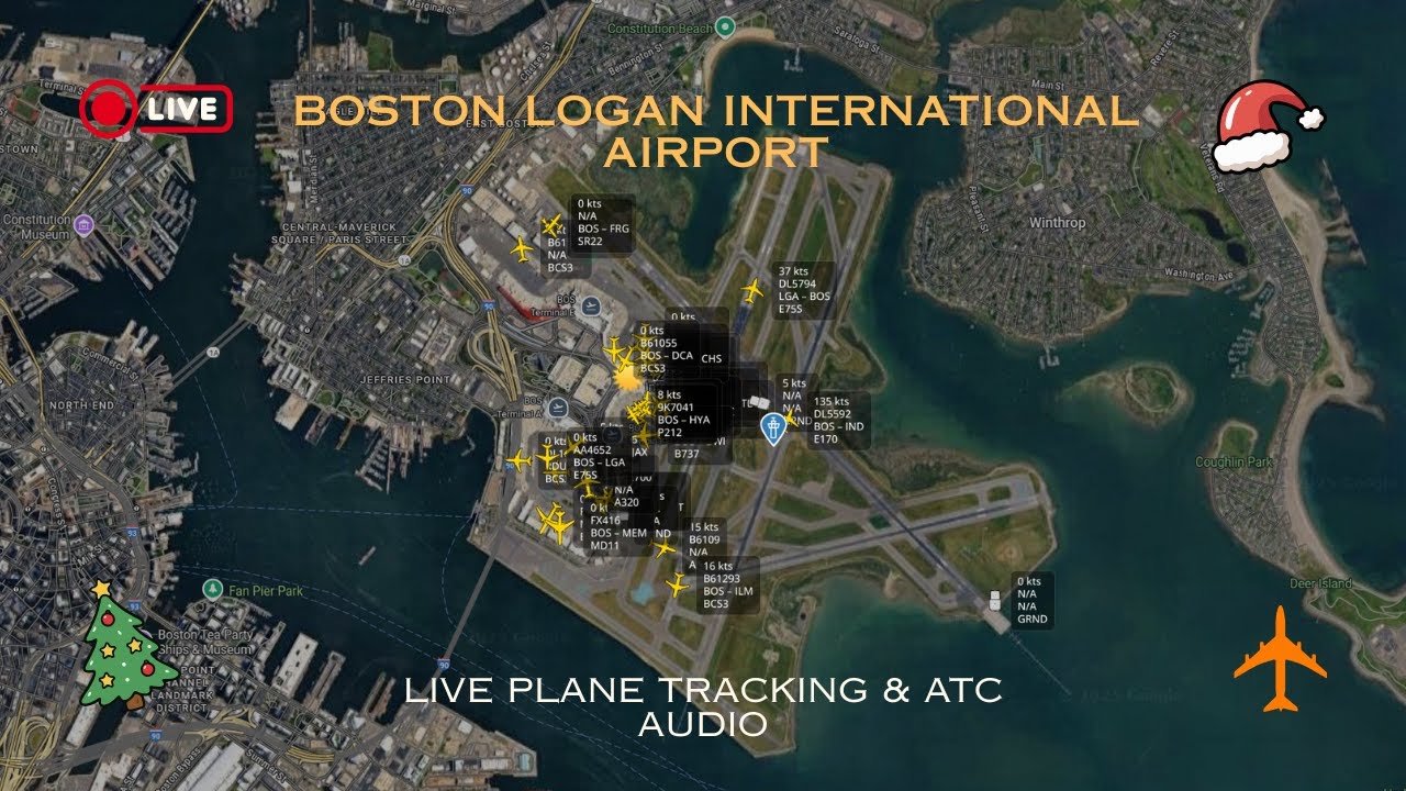 🔴 LIVE: Boston Logan (BOS) International Airport Plane Tracking & ATC audio