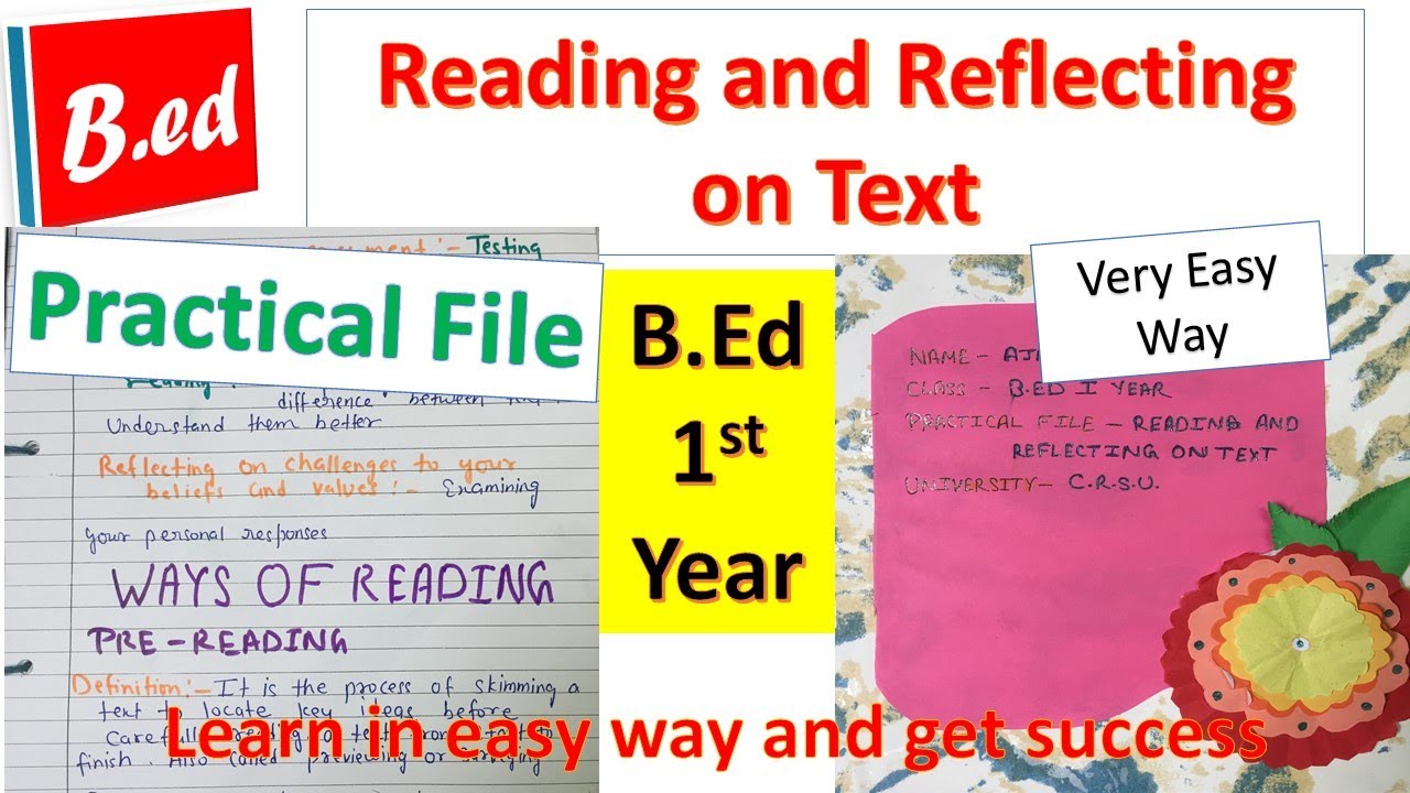mdu, crsu , B.Ed   Practical File , Reading and Reflecting on Text  || how to make bed file ||