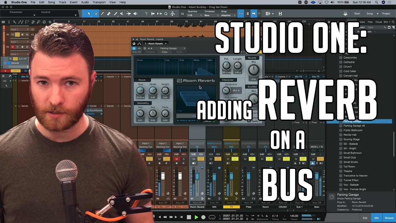 Studio One: Добавление реверберации на шину