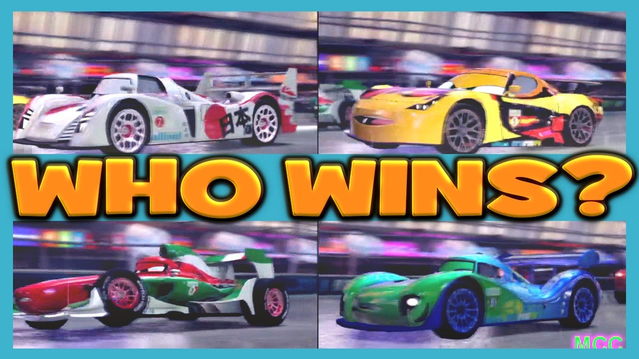 Cars 2 The Game MIGUEL CAMINO vs FRANCESCO BERNOULLI vs SHU TODOROKI vs CARLA 4 Player Race
