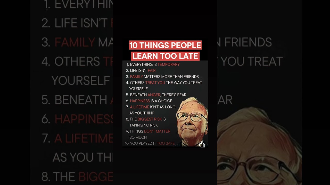 Top 10 things people learn late 
