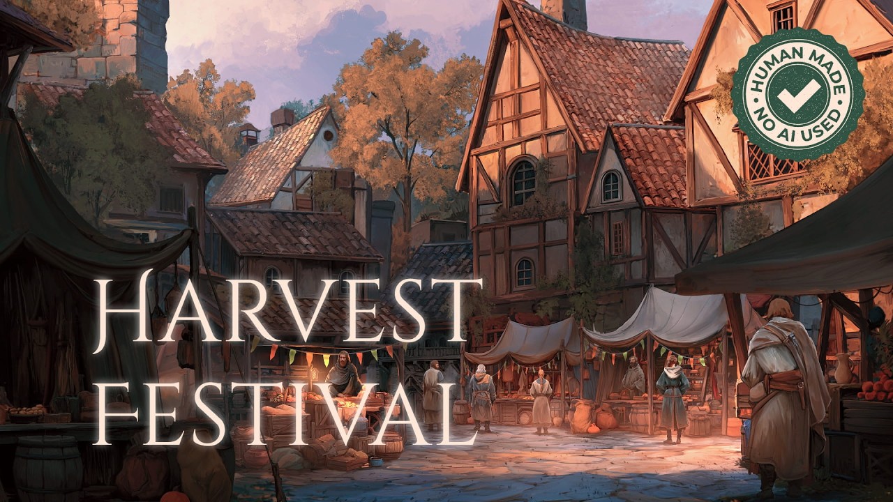 Harvest Festival Ambience and Music | peaceful evening at an autumnal fair #fantasyambience
