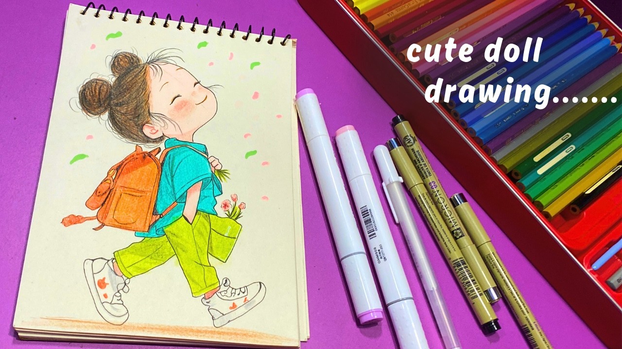Drawing a Cute Girl | Step-by-Step Sketch & Coloring Process