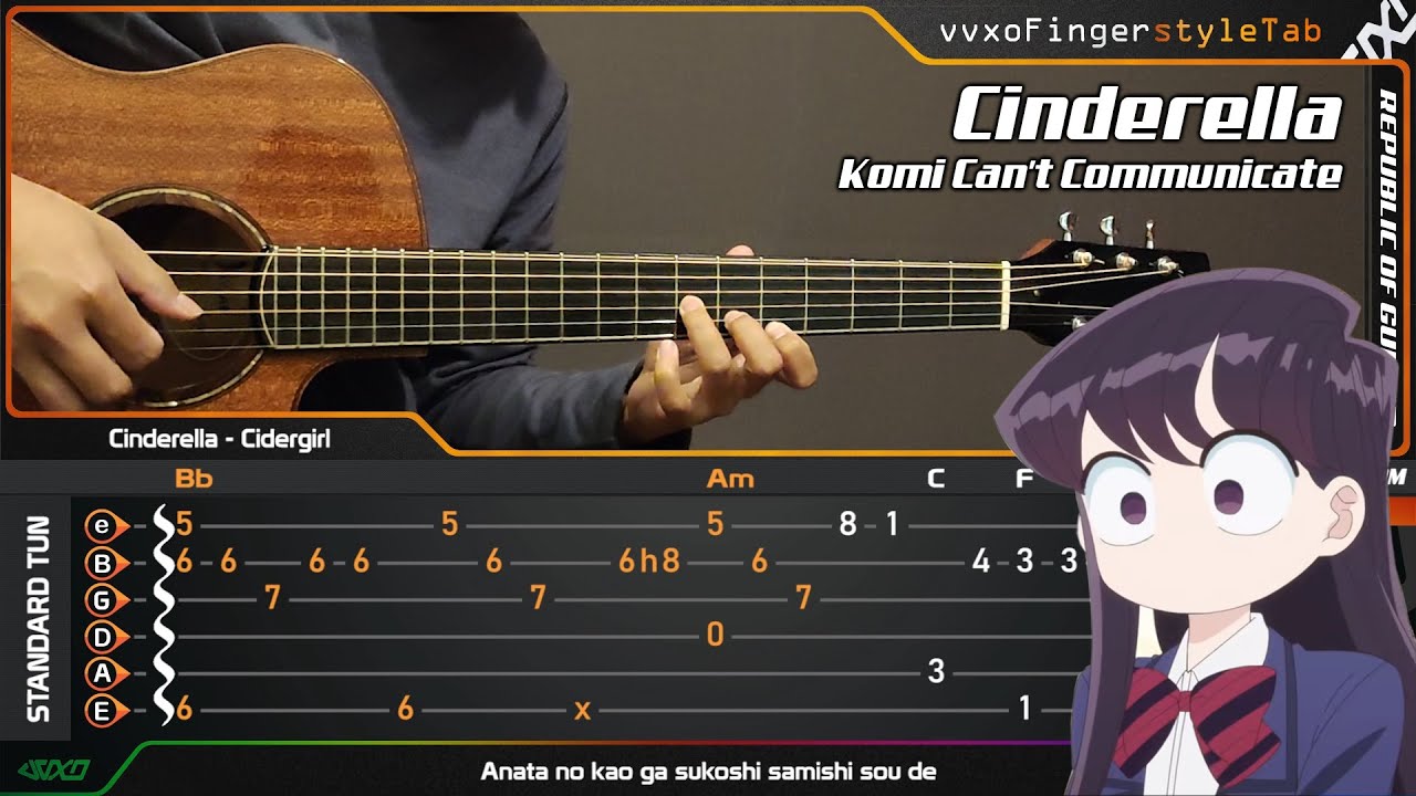 Komi Can't Communicate OP - Cinderella - Cidergirl (Fingerstyle Guitar Cover TABS Tutorial)