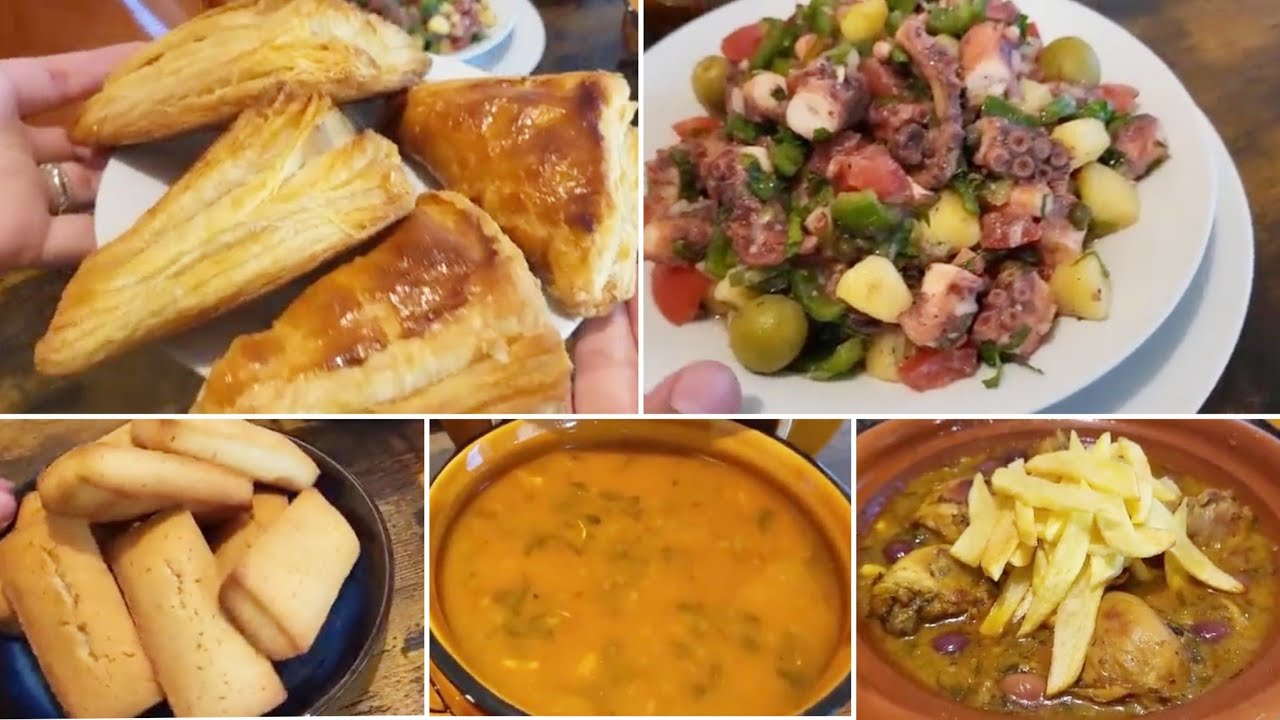 طاولة أو دبارة واحد و عشرين يوم رمضان⭐🌙 شربة بالحوت مع طاجين دجاج و زيتون و سلاطة قرنيط وحلو للسهرية