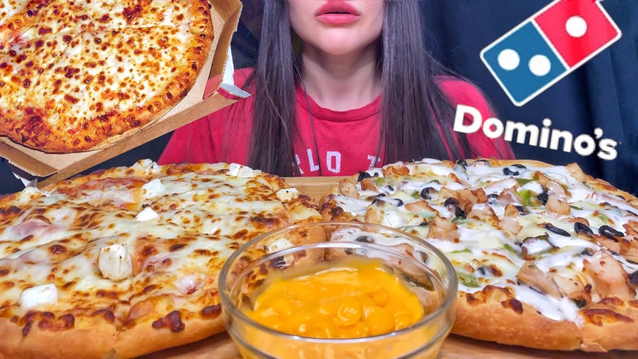 DOMINO’S CHEESE BURST + CHICKEN PIZZA | MUKBANG ASMR
