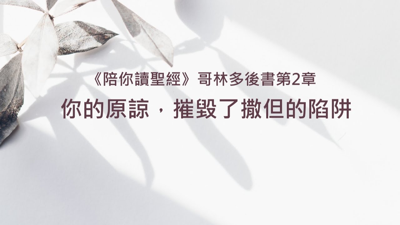 哥林多後書2章/陪你讀聖經《你的原諒，摧毀了撒但的陷阱》