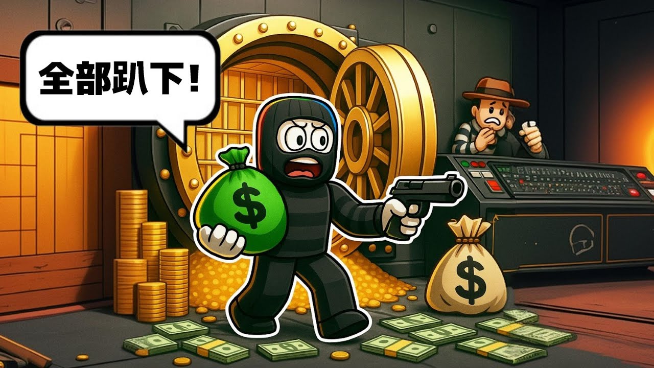 我搶走了銀行金庫裡所有的鈔票現金  . . .！！！ 😎 🤑 😹【Roblox 機器磚塊】