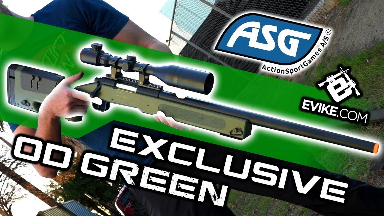 EVIKE.COM EXCLUSIVE - ASG McMillan USMC M40A3 SportLine Sniper Rifle OD Green