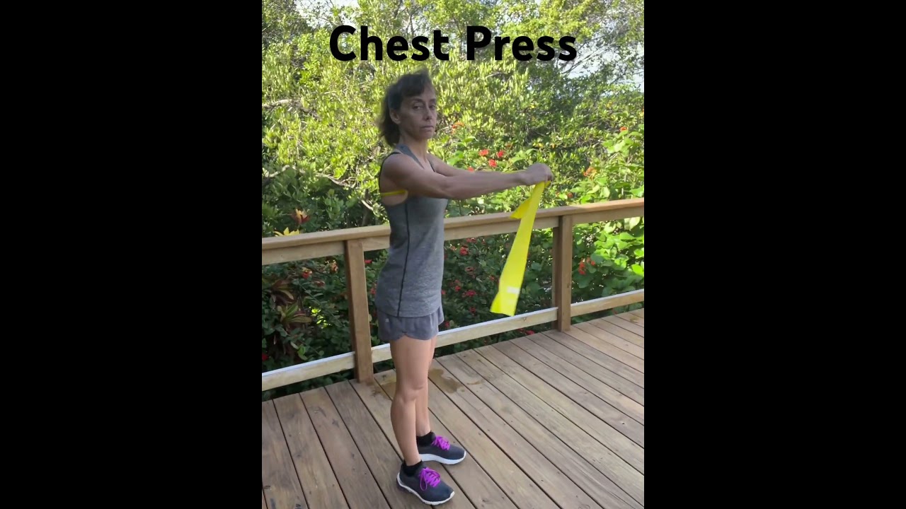Resistance Band Chest Press #fitforretirement #fitover55 #resistancebands #upperbodyworkout