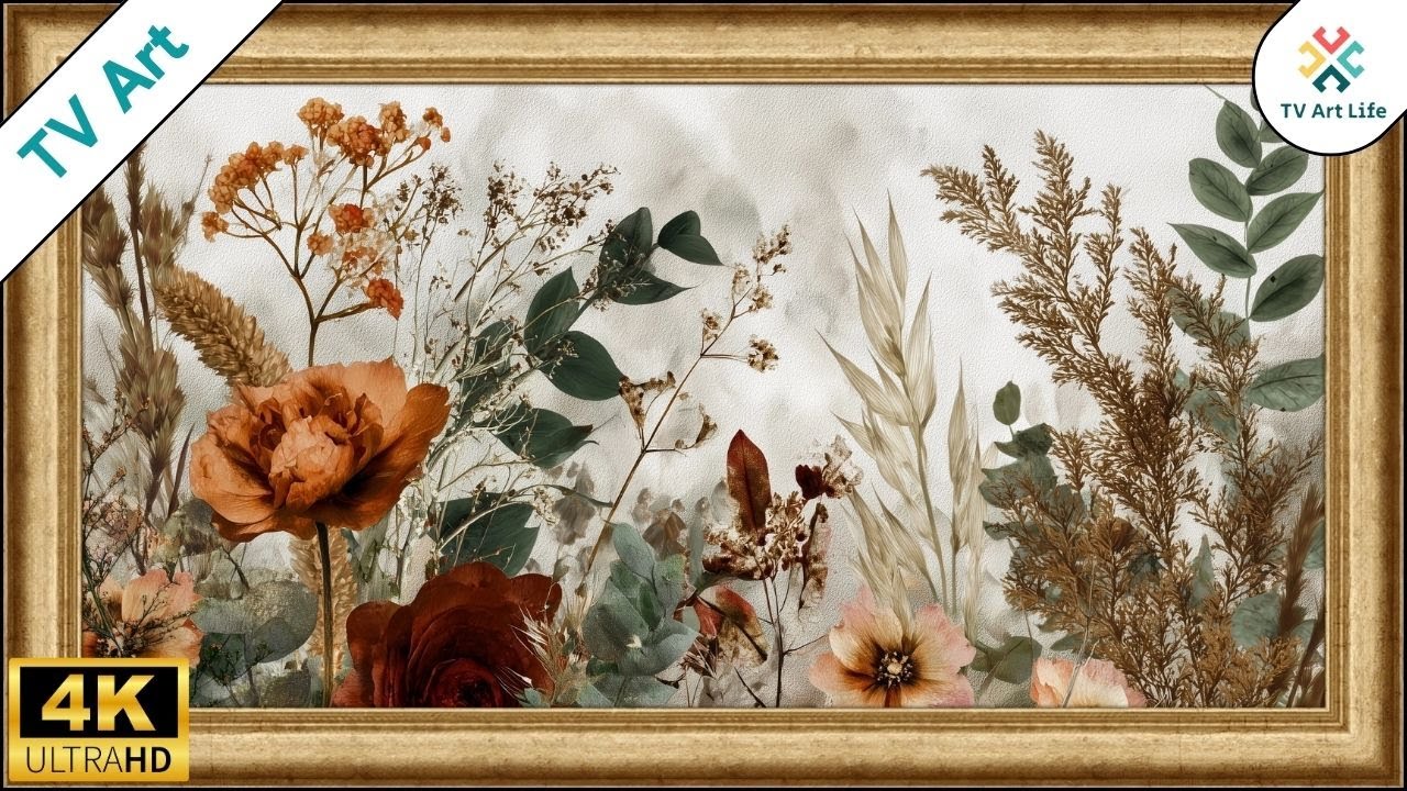 Pretty Fall Flowers Frame TV Art | Neutral Autumn Floral Decor Screensaver | 10 Hours 4K No Music
