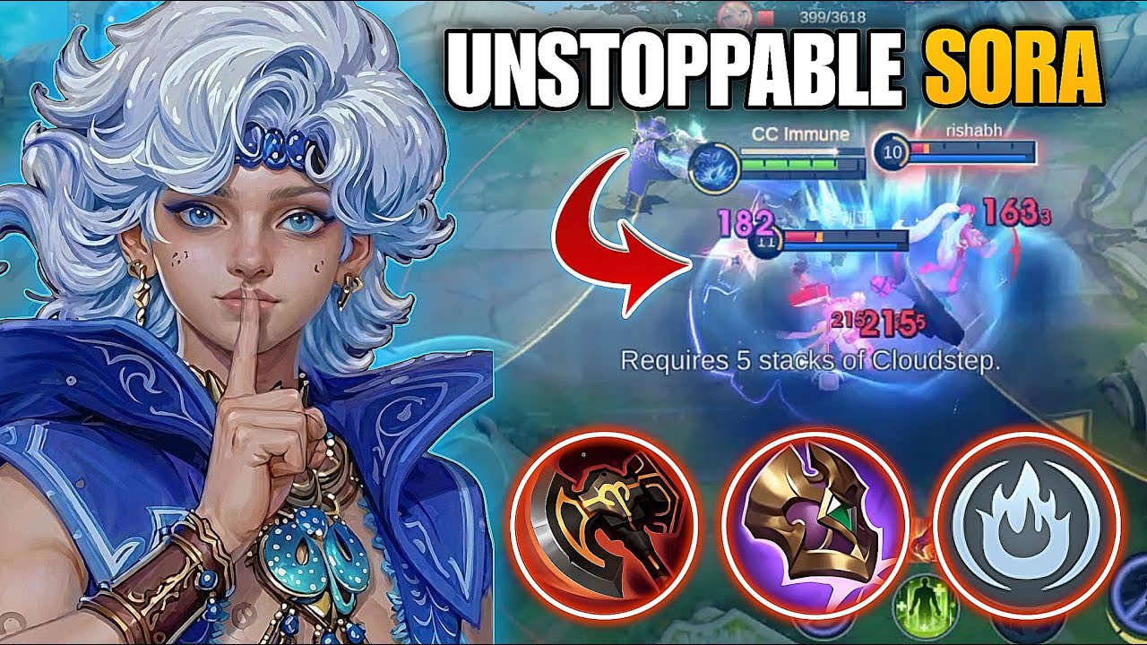 UNSTOPPABLE SORA CORE JUNGLE TRY THIS BUILD TO MAINTAIN MAX DAMAGE!! SORA BEST BUILD AND EMBLEM 2026