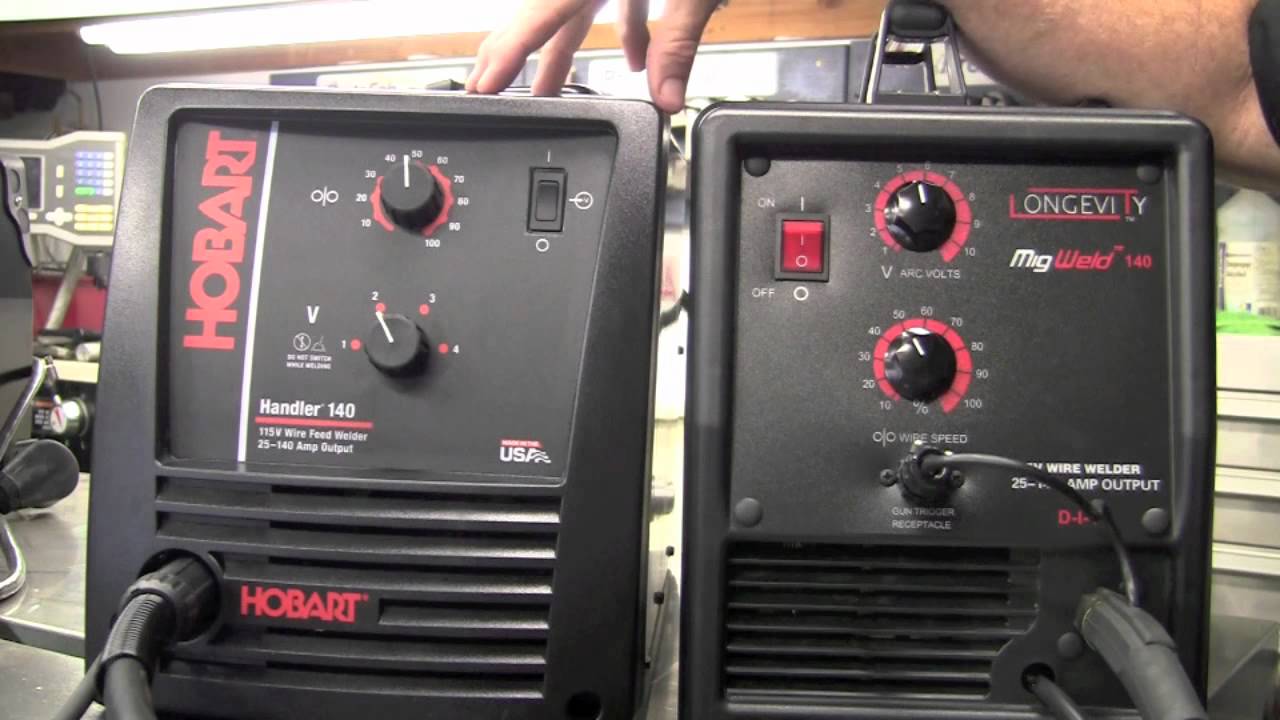 HOBART HANDLER 140  vs LONGEVITY MIGWELD 140 - 140 AMP 115 VOLT MIG WELDER REVIEW PART 1 of 2