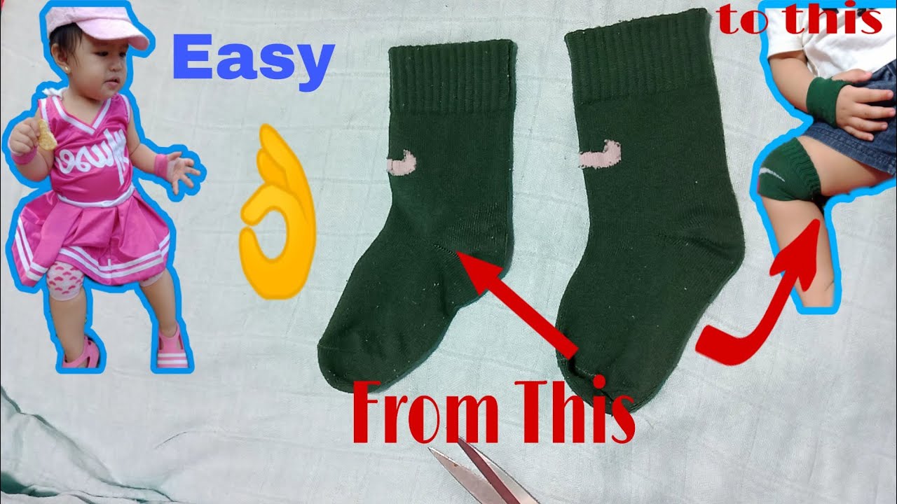 D.I.Y knee pad and fingerless gloves  using old socks